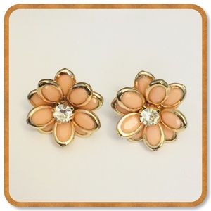 Peach & Gold Floral Earrings
